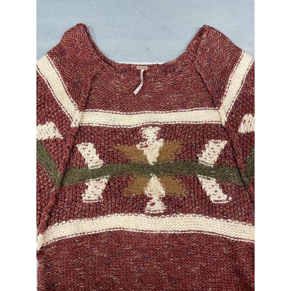 Free People Northern Lights‎ Sweater Dress Womens Small Red Cozy Western Boho - Picture 5 of 9